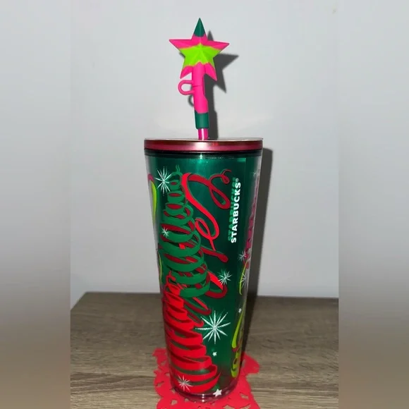 🌲 NEW Starbucks Limited Edition Holiday Tumbler w/Silicone Straw Topper SOLD OUT - Picture 4 of 15